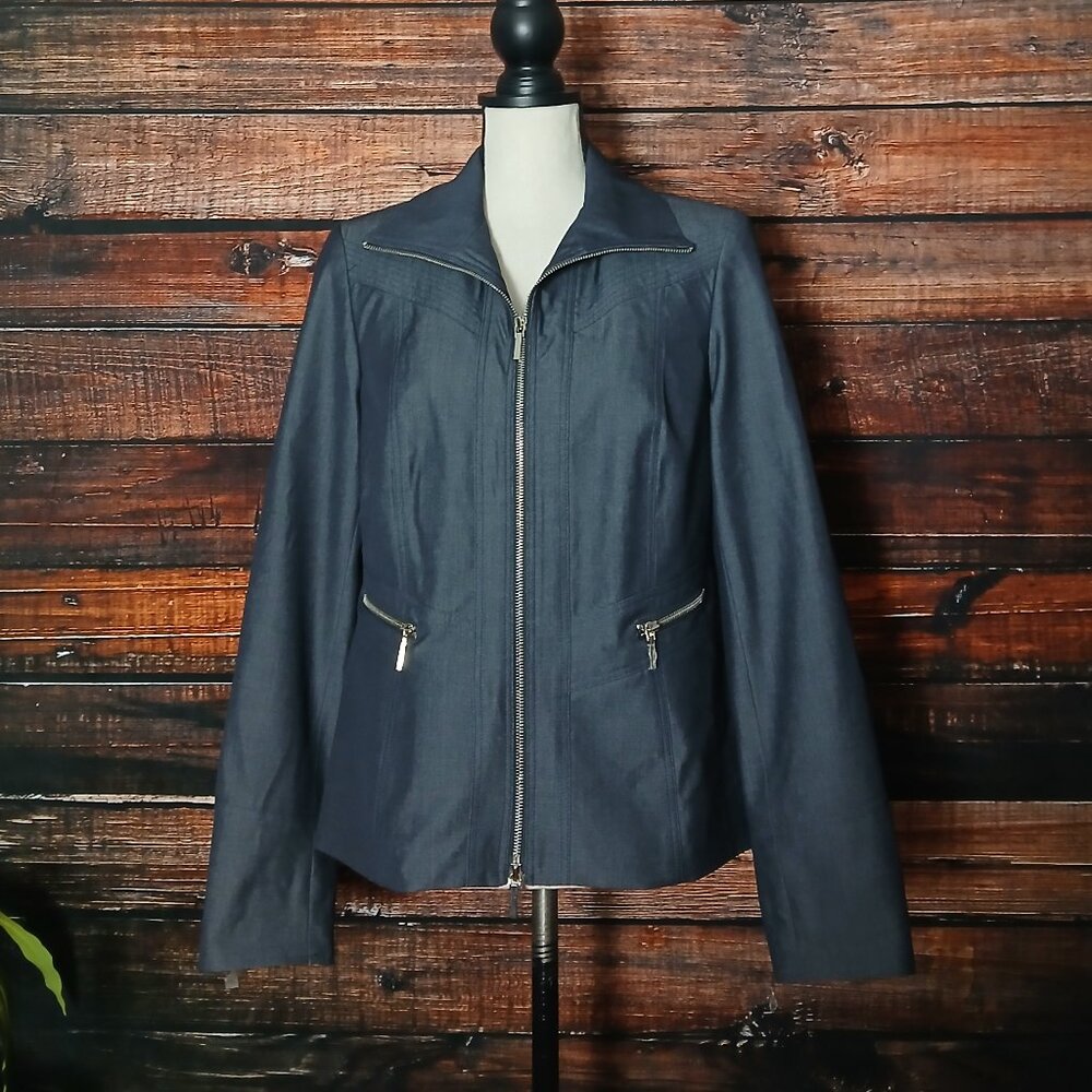 Juliana Collezione Jacket 6 Gray Full Zip Lined Zipped Pockets Made in USA